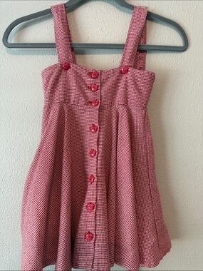Vintage 80’s-90’s Plum Pudding Girls' Red Gingham with Apple Buttons